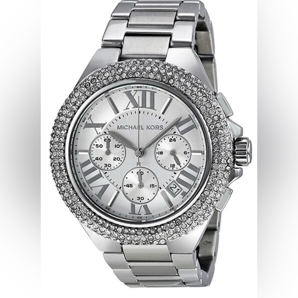 Michael Kors MK5634 Camille Chronograph Watch with Extra Links… needs battery
